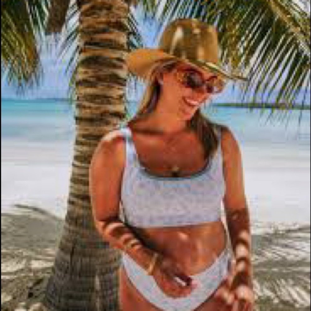 NWT Lain Snow x Megan Stokes two piece in blue floral, size medium